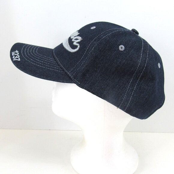 Vienna 1237 Embroidered Logo Men's Blue Jean Look Adjustable Strap Back Cap Hat - Picture 4 of 10